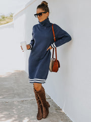 Turtle Neck Long Sleeve Knit Dress