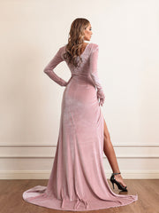Long Sleeve Velvet Maxi Dress