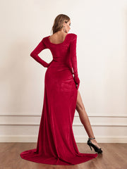 Long Sleeve Velvet Maxi Dress