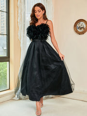 feather formal dress
