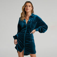 Velvet Shirt Dress