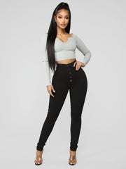 black button fly jeans