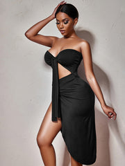 Strapless Cutout Midi Dress