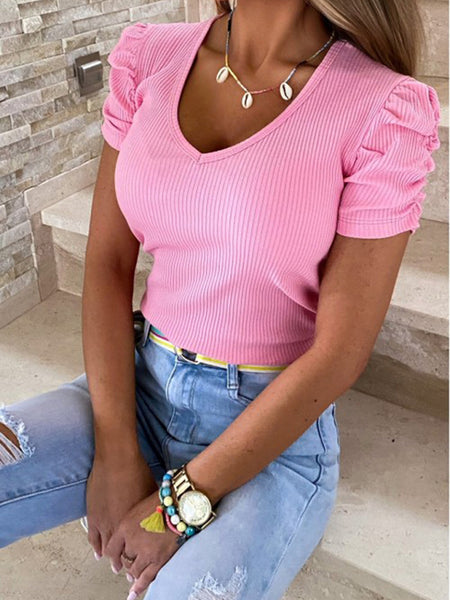 Ribbed V-Neck Top
