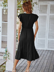 black ruffle dress