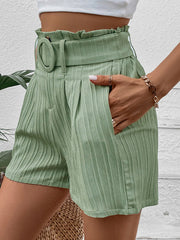 Green Pleated Shorts