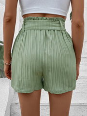Green Pleated Shorts
